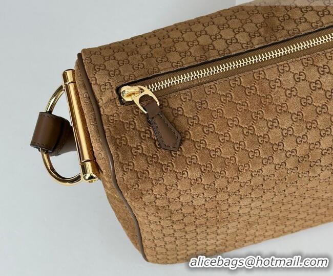 Fashion Discount Gucci Half Horsebit large shoulder bag in GG Suede 862530 Brown 2026