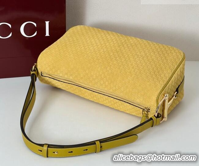 Best Price Gucci Half Horsebit large shoulder bag in GG Suede 862530 Yellow 2026