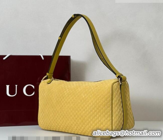 Best Price Gucci Half Horsebit large shoulder bag in GG Suede 862530 Yellow 2026