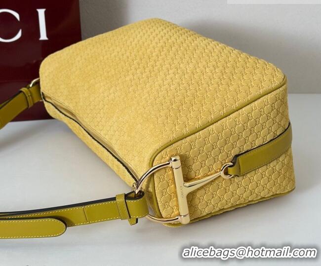 Best Price Gucci Half Horsebit large shoulder bag in GG Suede 862530 Yellow 2026