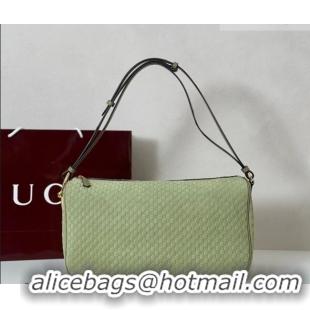 Famous Brand Gucci Half Horsebit large shoulder bag in GG Suede 862530 Dusty Green 2026