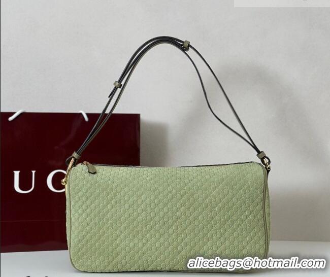 Famous Brand Gucci Half Horsebit large shoulder bag in GG Suede 862530 Dusty Green 2026