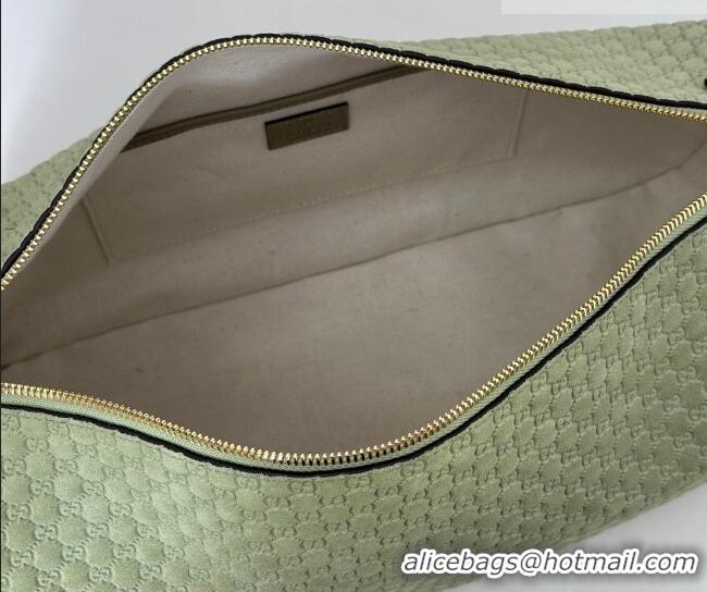 Famous Brand Gucci Half Horsebit large shoulder bag in GG Suede 862530 Dusty Green 2026