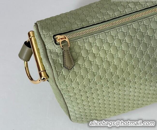 Famous Brand Gucci Half Horsebit large shoulder bag in GG Suede 862530 Dusty Green 2026