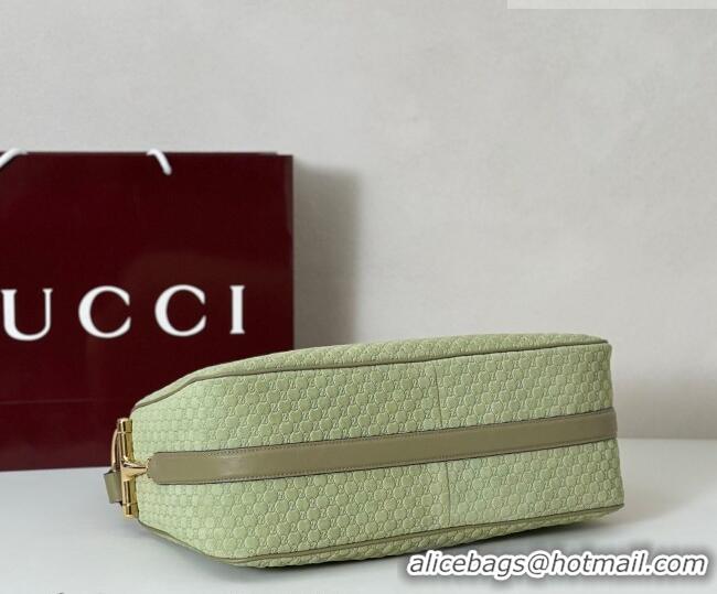 Famous Brand Gucci Half Horsebit large shoulder bag in GG Suede 862530 Dusty Green 2026