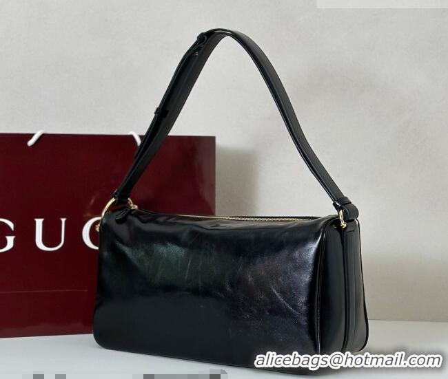 Good Taste Gucci Half Horsebit large shoulder bag in Crinkle Patent Leather 862530 Black 2026