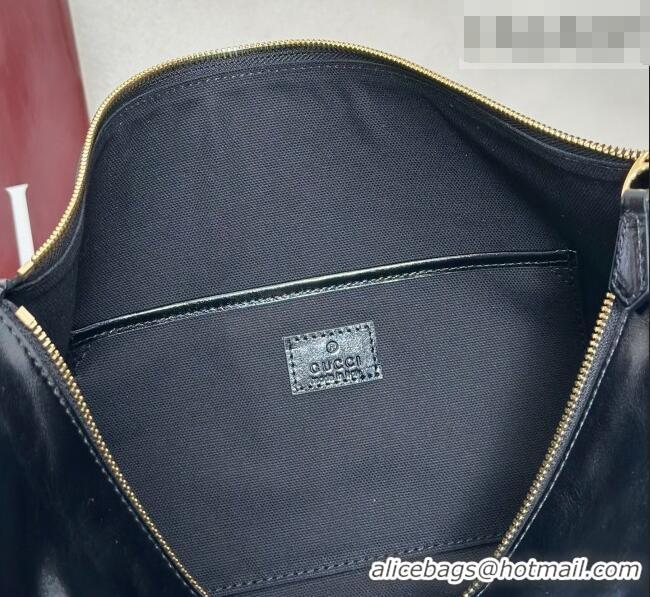 Good Taste Gucci Half Horsebit large shoulder bag in Crinkle Patent Leather 862530 Black 2026