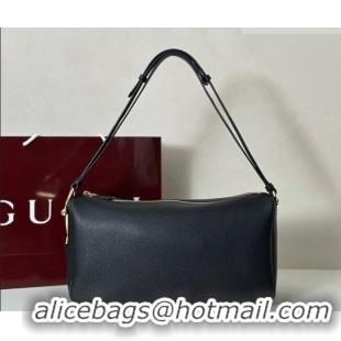 Buy Discount Gucci Half Horsebit large shoulder bag in Grainy Leather 862530 Black 2026