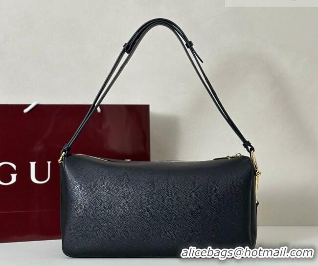 Buy Discount Gucci Half Horsebit large shoulder bag in Grainy Leather 862530 Black 2026