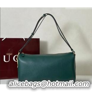 Top Quality Gucci Half Horsebit large shoulder bag in Grainy Leather 862530 Green 2026
