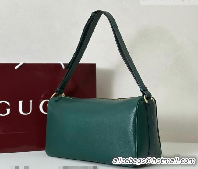 Top Quality Gucci Half Horsebit large shoulder bag in Grainy Leather 862530 Green 2026