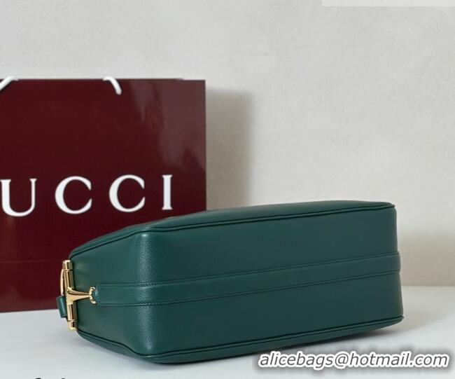Top Quality Gucci Half Horsebit large shoulder bag in Grainy Leather 862530 Green 2026