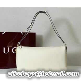 Top Quality Gucci Half Horsebit large shoulder bag in Grainy Leather 862530 White 2026