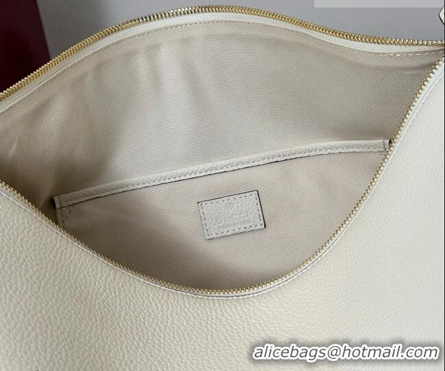 Top Quality Gucci Half Horsebit large shoulder bag in Grainy Leather 862530 White 2026