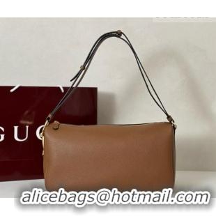 Best Quality Gucci Half Horsebit large shoulder bag in Grainy Leather 862530 Brown 2026