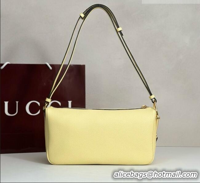 Luxury Cheap Gucci Half Horsebit medium shoulder bag in Leather 860787 Yellow 2026