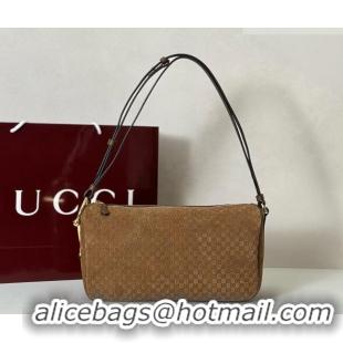 Best Product Gucci Half Horsebit medium shoulder bag in GG Suede 860787 Brown 2026