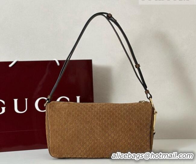 Best Product Gucci Half Horsebit medium shoulder bag in GG Suede 860787 Brown 2026