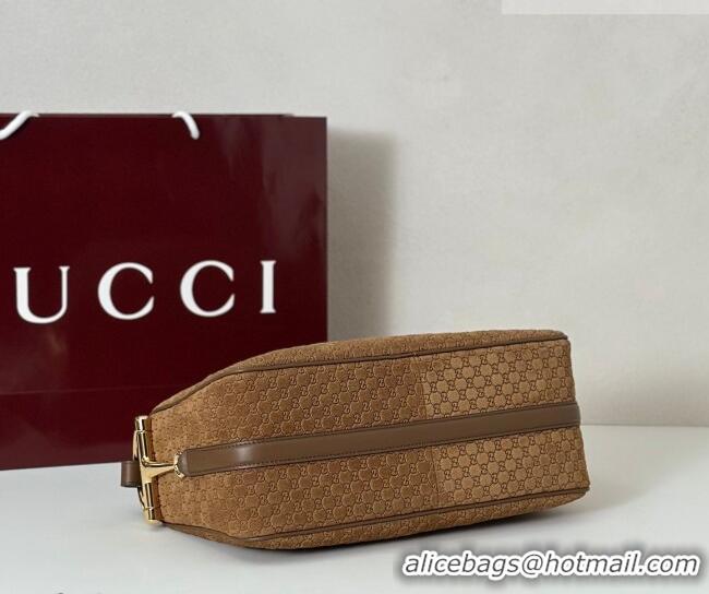 Best Product Gucci Half Horsebit medium shoulder bag in GG Suede 860787 Brown 2026
