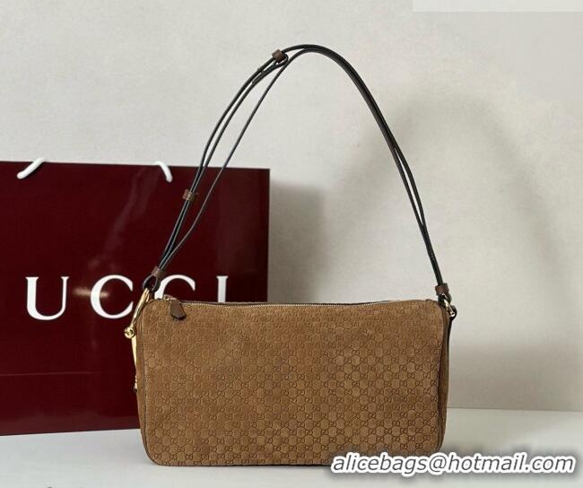 Best Product Gucci Half Horsebit medium shoulder bag in GG Suede 860787 Brown 2026