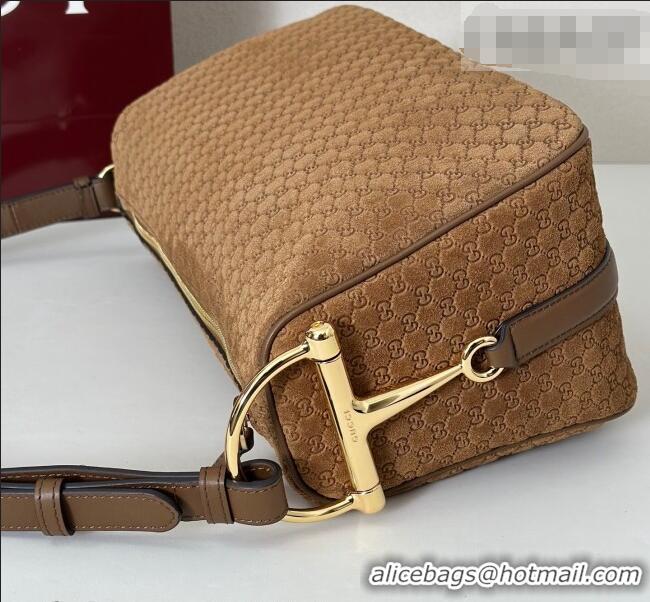 Best Product Gucci Half Horsebit medium shoulder bag in GG Suede 860787 Brown 2026