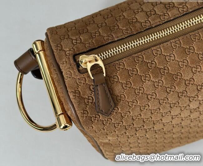 Best Product Gucci Half Horsebit medium shoulder bag in GG Suede 860787 Brown 2026