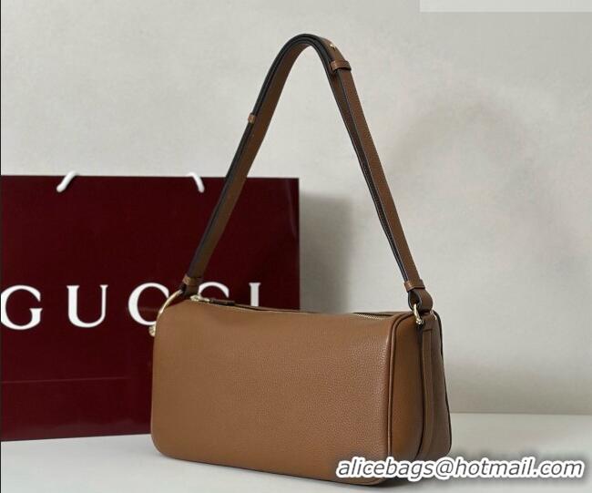 New Design Gucci Half Horsebit medium shoulder bag in Leather 860787 Brown 2026