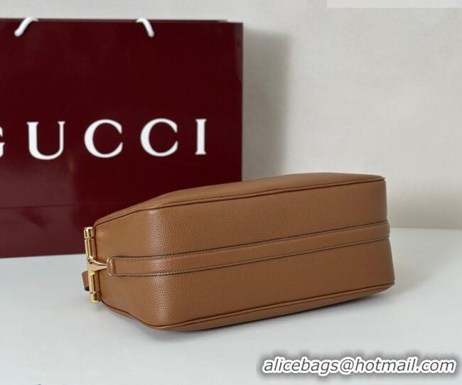 New Design Gucci Half Horsebit medium shoulder bag in Leather 860787 Brown 2026