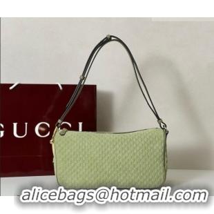 Top Design Gucci Half Horsebit medium shoulder bag in GG Suede 860787 Dusty Green 2026