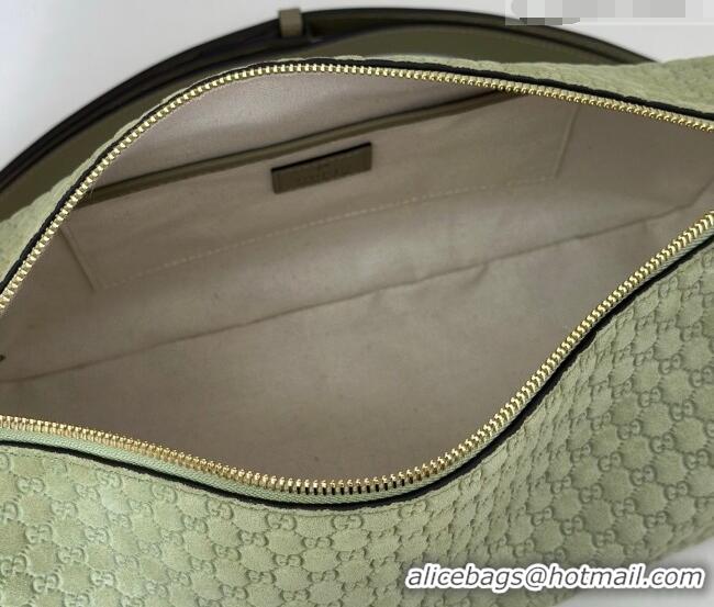 Top Design Gucci Half Horsebit medium shoulder bag in GG Suede 860787 Dusty Green 2026
