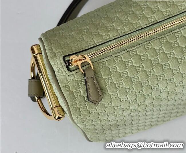 Top Design Gucci Half Horsebit medium shoulder bag in GG Suede 860787 Dusty Green 2026