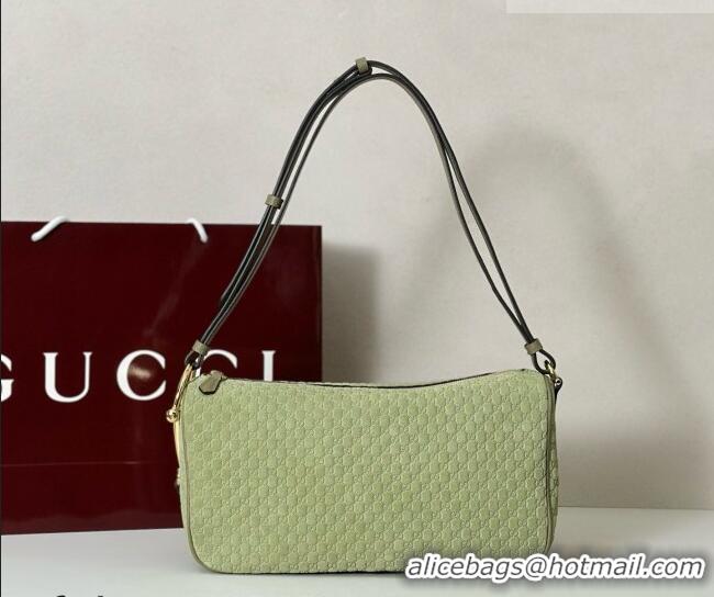 Top Design Gucci Half Horsebit medium shoulder bag in GG Suede 860787 Dusty Green 2026