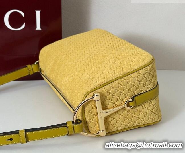 Promotional Gucci Half Horsebit medium shoulder bag in GG Suede 860787 Mustard Yellow 2026