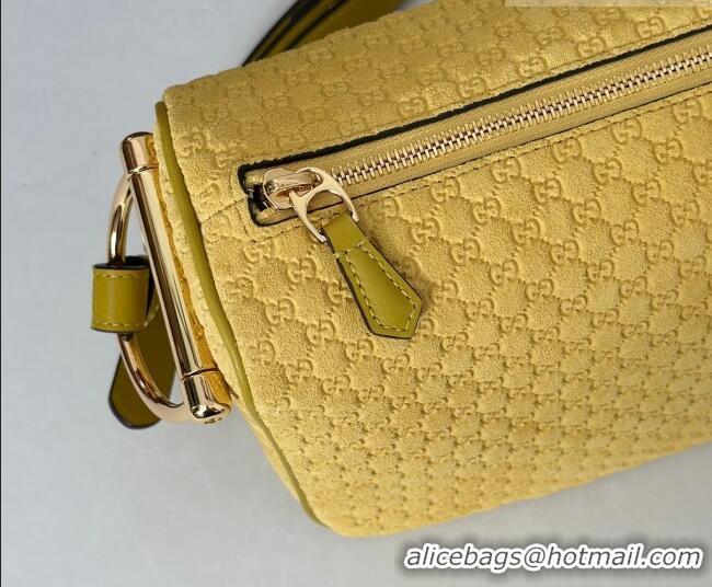 Promotional Gucci Half Horsebit medium shoulder bag in GG Suede 860787 Mustard Yellow 2026