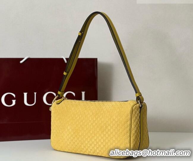 Promotional Gucci Half Horsebit medium shoulder bag in GG Suede 860787 Mustard Yellow 2026
