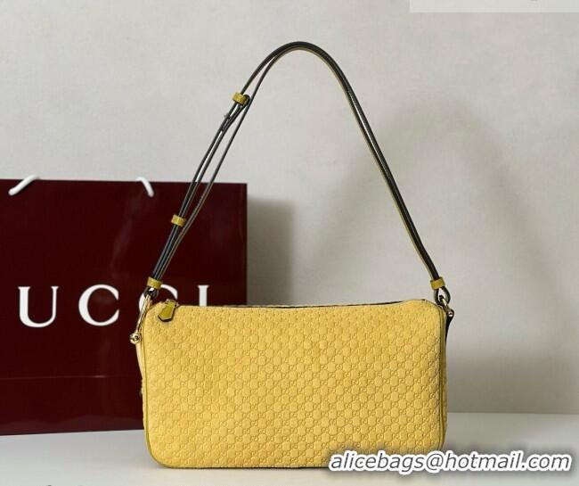 Promotional Gucci Half Horsebit medium shoulder bag in GG Suede 860787 Mustard Yellow 2026