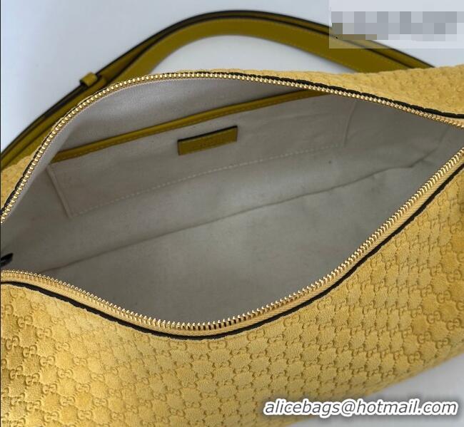 Promotional Gucci Half Horsebit medium shoulder bag in GG Suede 860787 Mustard Yellow 2026