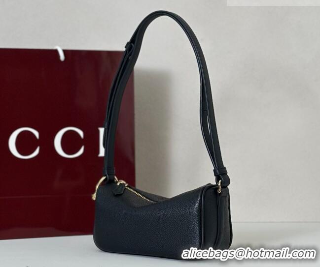 Luxury Discount Gucci Half Horsebit mini shoulder bag in Grainy Leather 860784 Black 2026