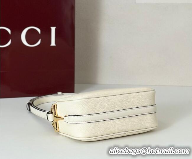 Super Quality Gucci Half Horsebit mini shoulder bag in Grainy Leather 860784 White 2026