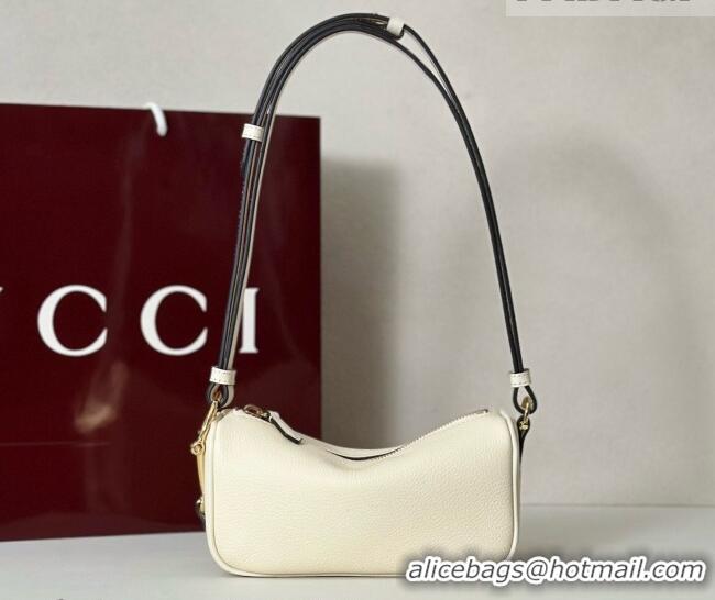 Super Quality Gucci Half Horsebit mini shoulder bag in Grainy Leather 860784 White 2026