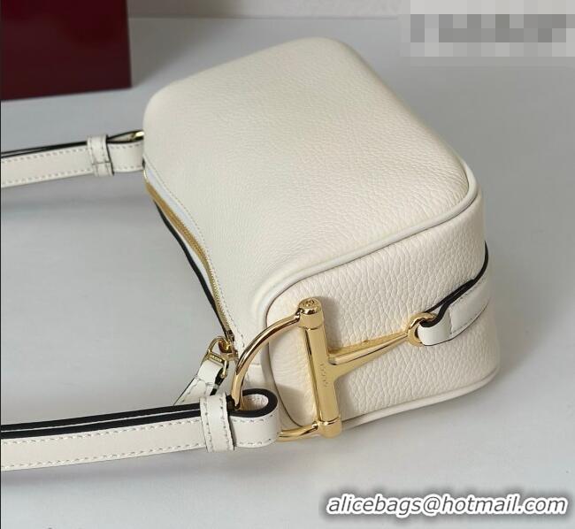 Super Quality Gucci Half Horsebit mini shoulder bag in Grainy Leather 860784 White 2026