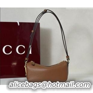 Top Quality Gucci Half Horsebit mini shoulder bag in Grainy Leather 860784 Brown 2026