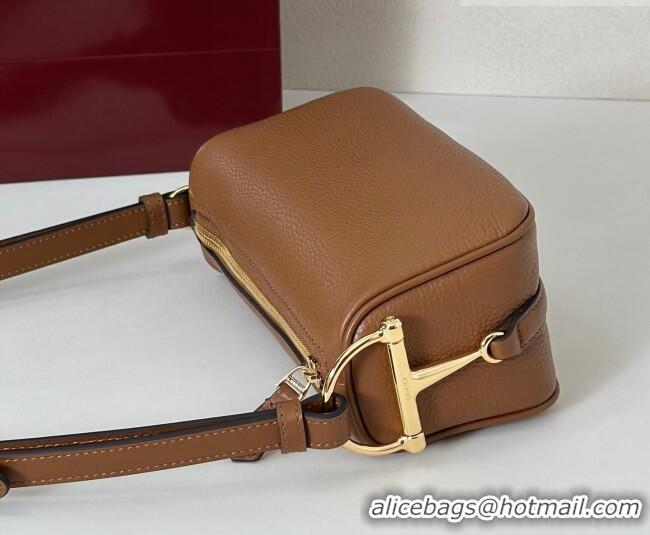 Top Quality Gucci Half Horsebit mini shoulder bag in Grainy Leather 860784 Brown 2026