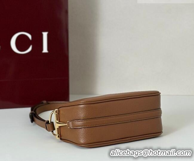 Top Quality Gucci Half Horsebit mini shoulder bag in Grainy Leather 860784 Brown 2026