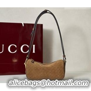 Best Price Gucci Half Horsebit mini shoulder bag in GG Suede 860784 Brown 2026