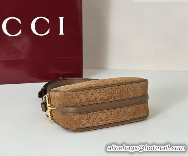 Best Price Gucci Half Horsebit mini shoulder bag in GG Suede 860784 Brown 2026