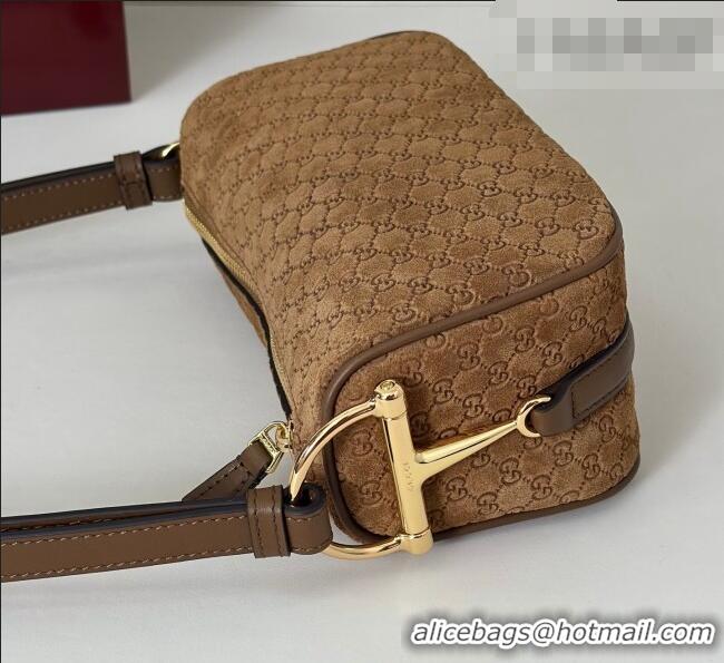Best Price Gucci Half Horsebit mini shoulder bag in GG Suede 860784 Brown 2026