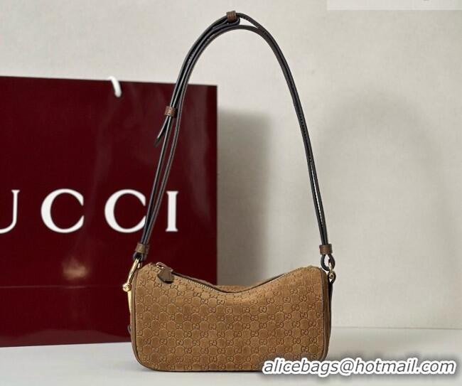 Best Price Gucci Half Horsebit mini shoulder bag in GG Suede 860784 Brown 2026