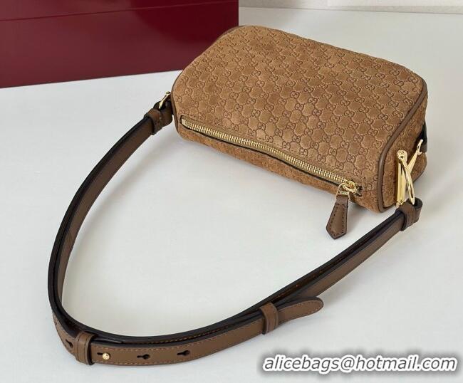 Best Price Gucci Half Horsebit mini shoulder bag in GG Suede 860784 Brown 2026