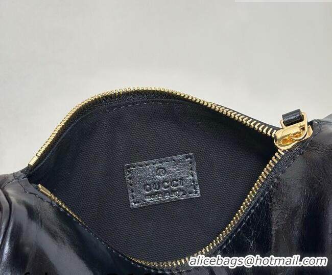 Cheapest Gucci Half Horsebit mini shoulder bag in Crinkle Patent Leather 860784 Black 2026
